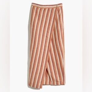 Madewell Striped Wrap Skirt in Rust and Cream